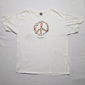 Rocky Mountain National Park Peace Shirt Whimsical Nature Graphic L White Tee